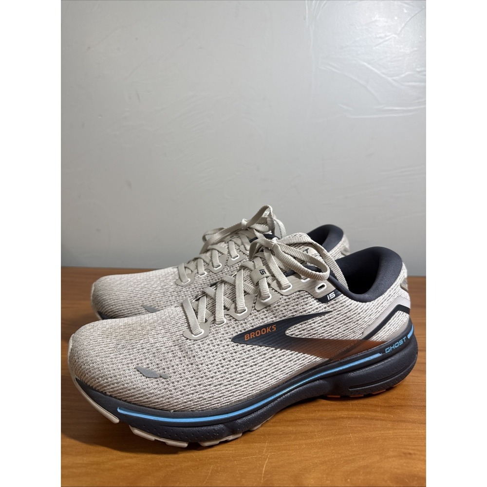 Brooks Ghost 15 Oyster Black Blue Mens Neutral Cushion Running Shoes Size 8D